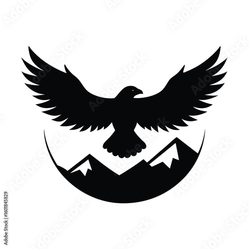 eagle soaring over valley vector silhouette.eps