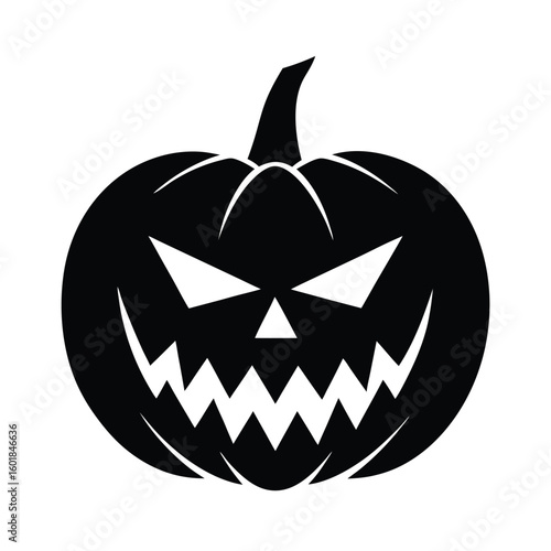 jack o  lantern with scary face vector silhouette.eps