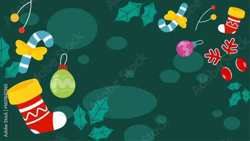 The Christmas card design features festive ornaments and candy canes, suitable for holiday greetings, invitations, and seasonal stationery projects.