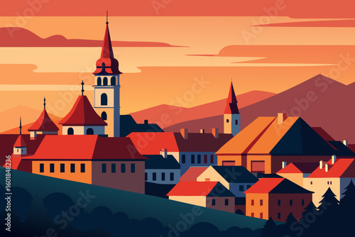 vector illustration of old town
