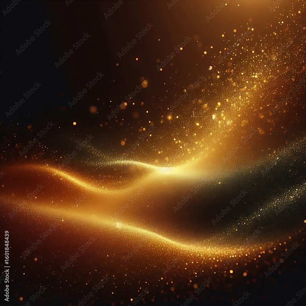 Obraz premium Golden Light Particles Flowing Abstract