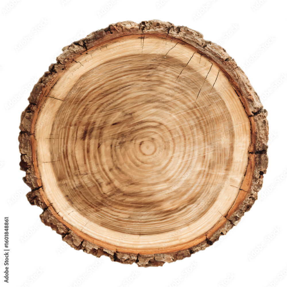 Close up of a wood cross section with visible annual rings and bark tree growth rings Close up of a wood cross section with visible annual rings and bark tree growth rings