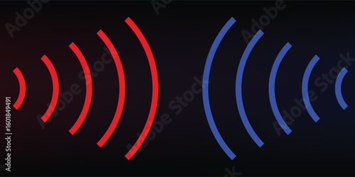 sonar wave conceptual abstract blue and red background