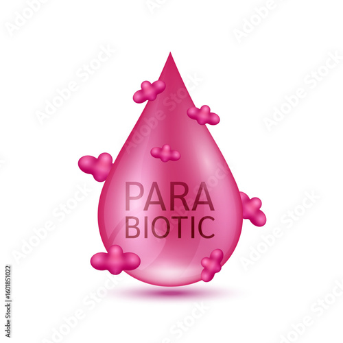Red water drop parabiotic on white background. Good bacterial flora for intestine and stomach. For designing dietary supplements healthy. Vector.