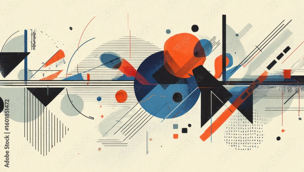 Obraz premium Abstract geometric composition in a variety of shapes and colors.