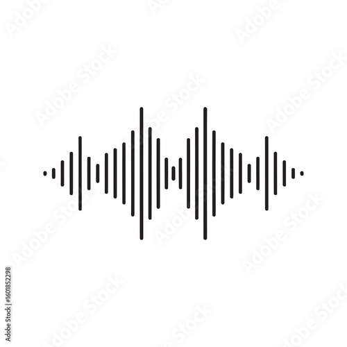 Audio sound wave line icon representing music waveform voice recording and equalizer frequency spectrum for digital signal processing graphic