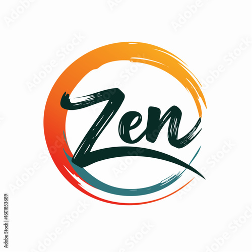 calligraphic “zen” brush art with dynamic dual stroke weights on 800×800 px artboard