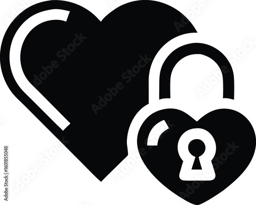 Heart and heart shaped padlock icon