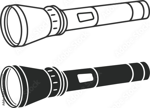 flashlight black icon vector.
