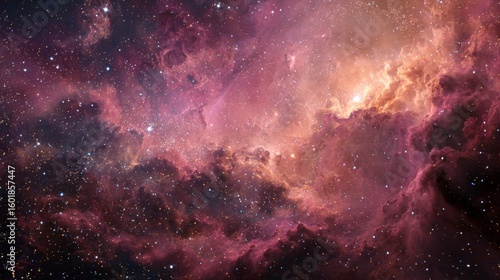 Fototapeta Naklejka Na Ścianę i Meble -  Stunning cosmic nebula with vibrant colors and dense gas clouds illuminated by distant stars in outer space