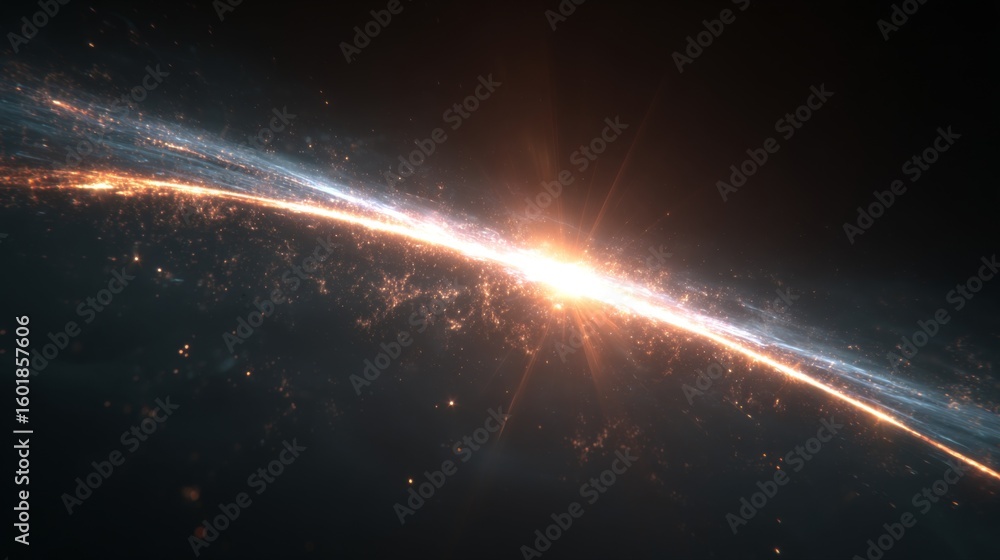 Obraz premium Celestial Event with Bright Stellar Formation and Sparkling Cosmic Dust in Deep Space Background