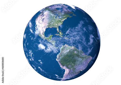 Photorealistic vector earth of America continent created by 3D modeling.