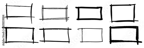 set of hand drawn border rectangle. vector