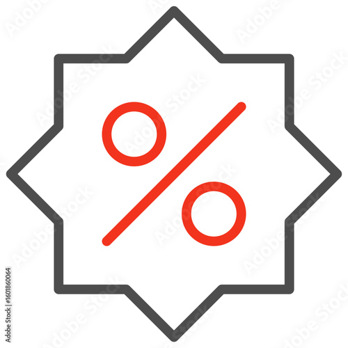 A label icon that directly communicates the existence of a discount measured in percentages such as discount, promo or savings