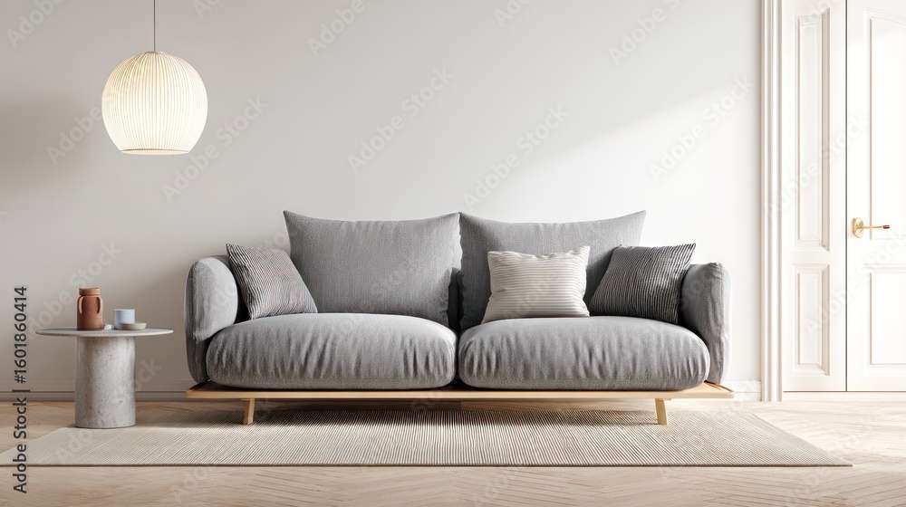 Fototapeta premium Modern living room interior, neutral tones