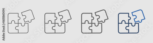 solving line icon with puzzles pieces
