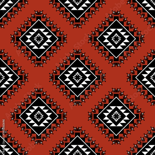 Geometric pattern Traditional tribal style, pixel embroidery, geometric ethnic pattern. beautiful border pattern.Fabric pattern for clothes, dress, carpet, curtain, sarong, sari, scarves, batik.