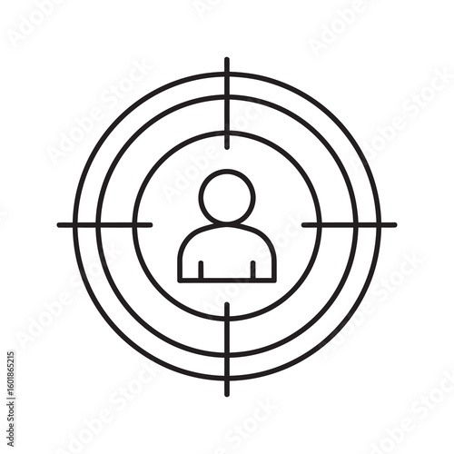 Target audience icon for business marketing strategy user persona and customer focus representing digital advertising analysis research data