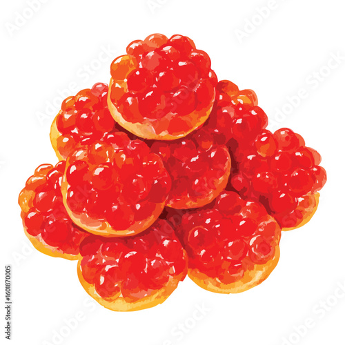 Red caviar, isolated watercolor illustration