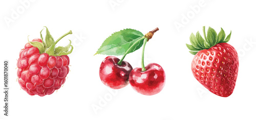 Berries collection, isolated watercolor illustration