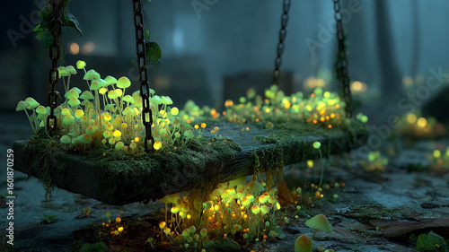 A breathtaking fantasy forest scene with glowing plants