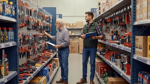 Customers browsing tools in hardware store