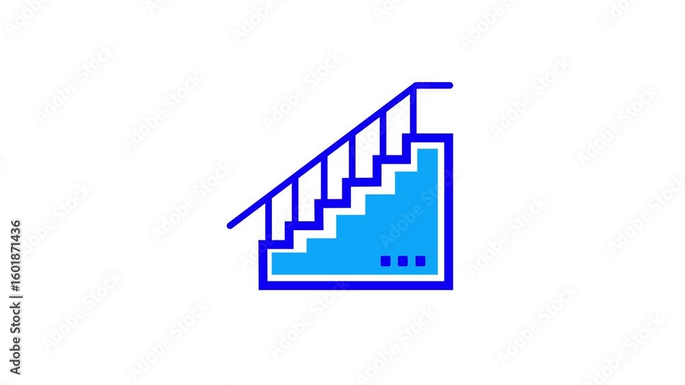 Stairs icon, Shopping stairway sign, Escalator and stairs up and down editable stroke outline icon animation. Stairs icon, Shopping stairway sign, Escalator and stairs up and down editable stroke outline icon animation.