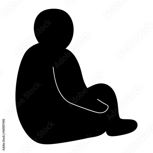 Silhouette of Person Sitting with Knees Drawn Up in Contemplative Pose