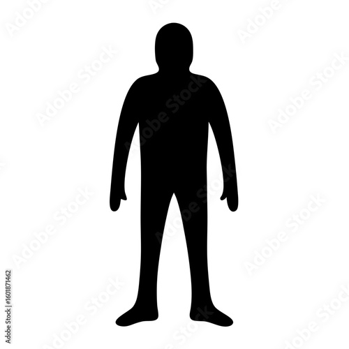 Simple full body silhouette of a standing person with limbs extended