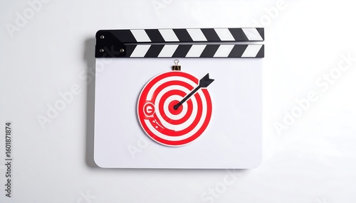 Clapperboard with target ornament