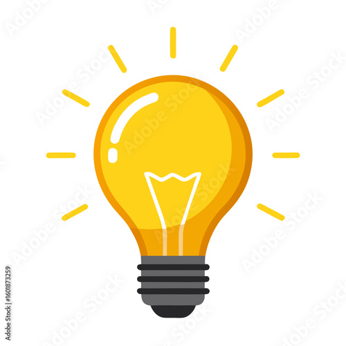 A glowing yellow light bulb icon symbolizing a bright idea, innovation, and electricity.