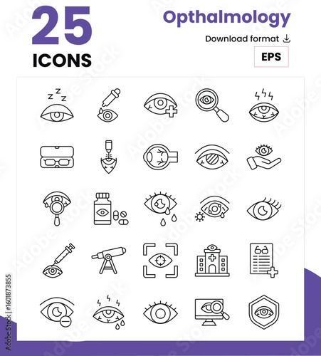 Ophthalmology Essentials Pack: 50 Detailed Icons for Clinics, Eye Surgery, and Optometry in Modern Outline Design