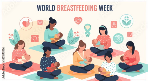Diverse mothers nurturing babies celebrate World Breastfeeding Week with love