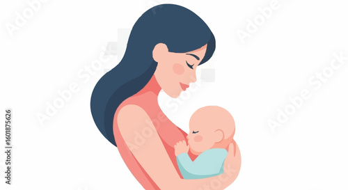 Warm embrace of mother nurturing baby evokes love and gentle care