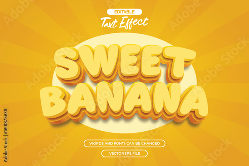 Sweet banana editable text effect with 3d yellow text style