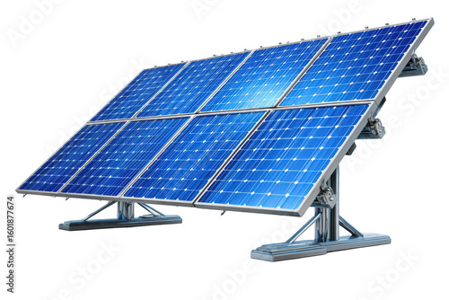 Array of solar panels mounted on a stand