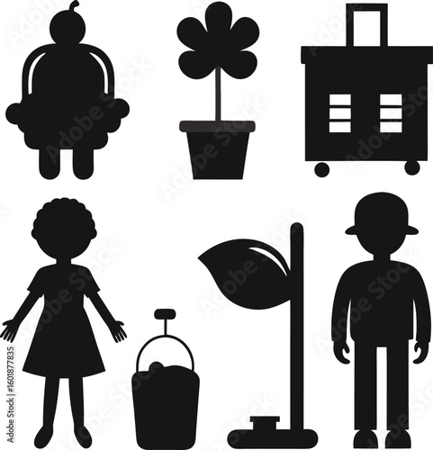 Collection of four daily life silhouettes
