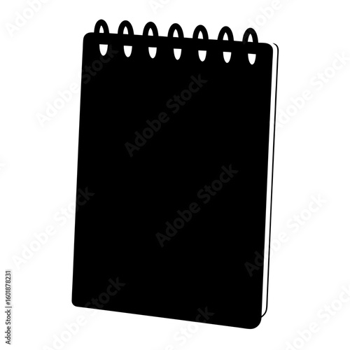 Black and white vector illustration of a blank notepad on white background
