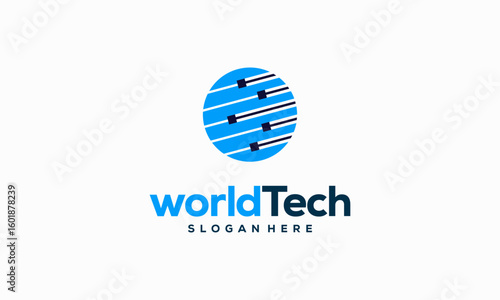 Modern World Tech logo designs concept vector illustration, Abstract Circle Technology logo template, Wire Tech logo designs vector