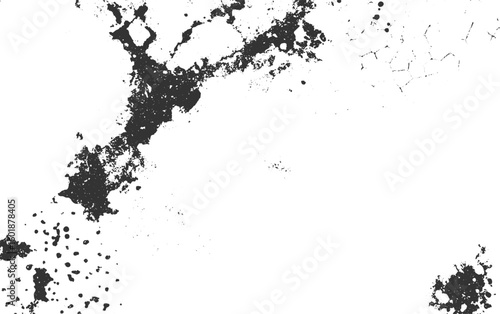 Abstract dark grey organic shapes and granular textures on white background vector