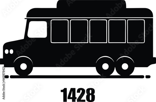 Realistic black silhouette of a transportation vehicle
