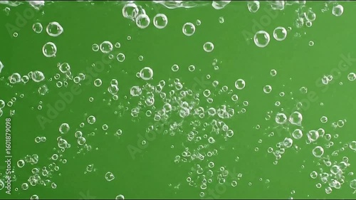 Underwater bubbles rising on green screen background, perfect for aquatic scenes, relaxation visuals, and marine-inspired animations.