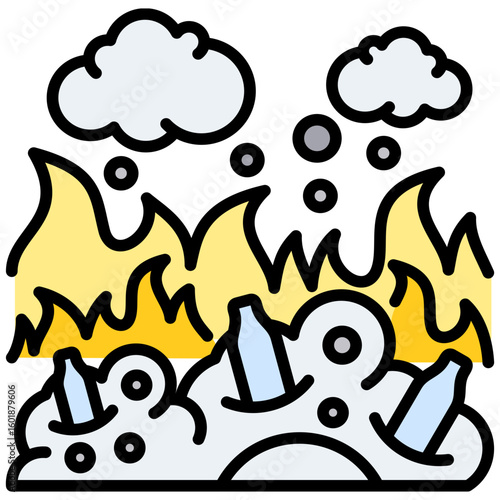 Waste Incineration Pollution Icon