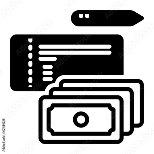 cheque/check icon, glyph icon style