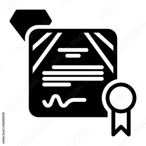 certificate icon, glyph icon style