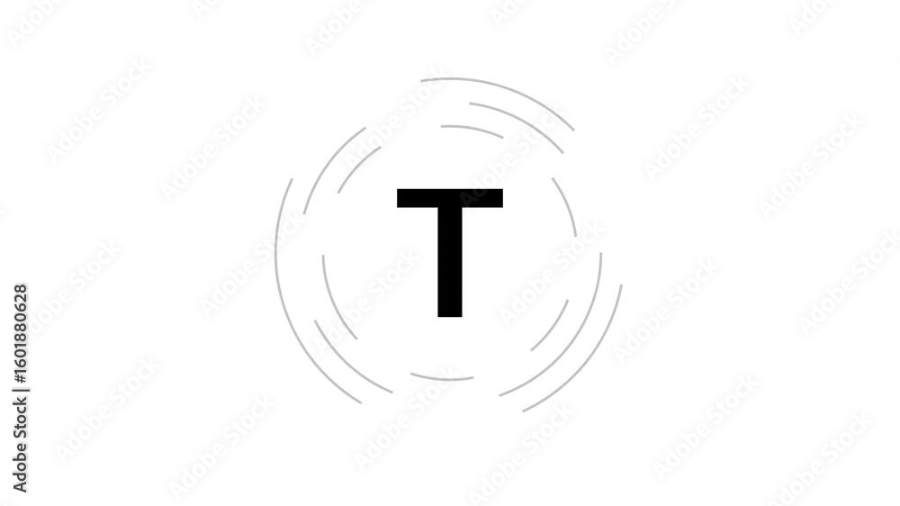 T In Circle Letter T in a circle sign. Capital letter T on rotating HUD circle ...