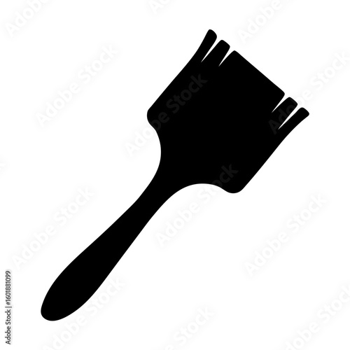Silhouette of a paint brush with handle and bristles isolated on white
