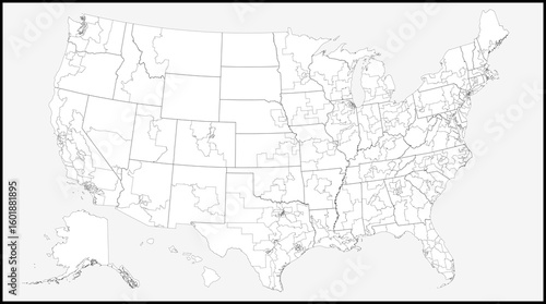 U.S. map with congressional district outlines on a white background