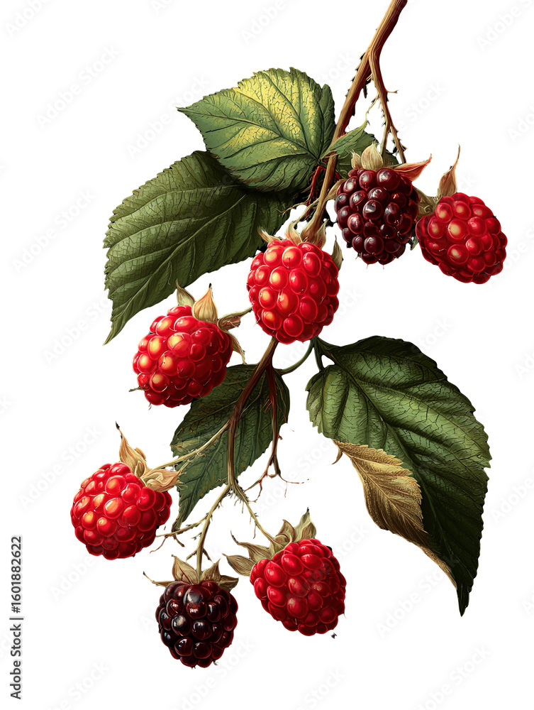 illustration of blackberry cane with ripe berries on transparent background. illustration of blackberry cane with ripe berries on transparent background.