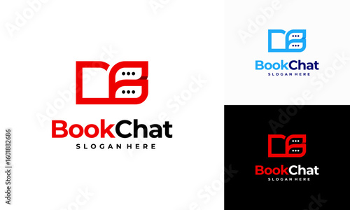 Book Talk logo designs concept vector, Chat book logo designs Speech book logo template icon vector